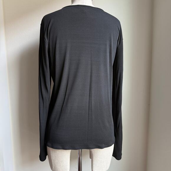 Eileen Fisher 100% Silk Long Sleeve Top Black Minimalist Medium - Picture 2 of 7